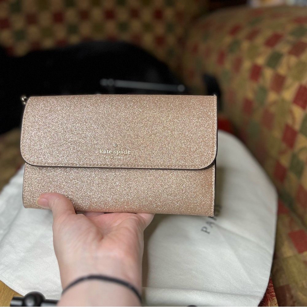 Kate Spade Gold Wristlet Clutch with Shimmering Elegance